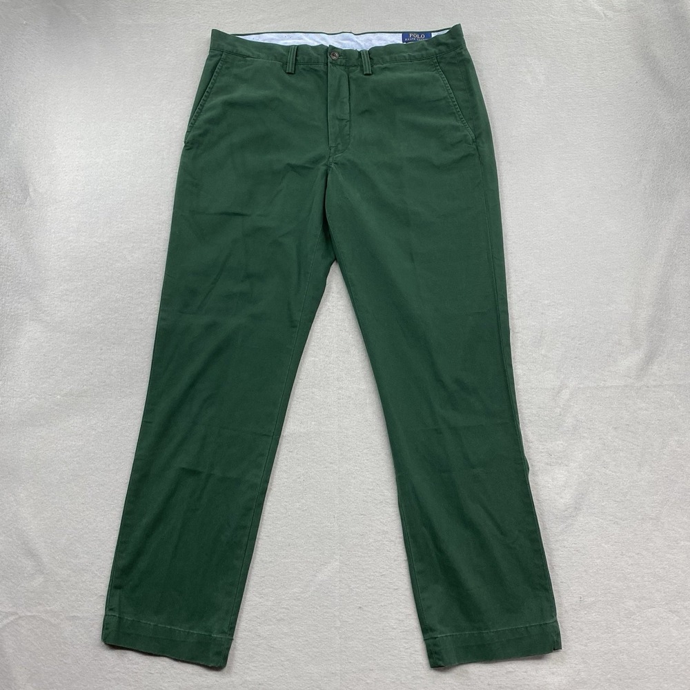 Polo Ralph Lauren Pants Mens 34x30 Green Chino Straight Fit 7 Oz Twill Preppy
